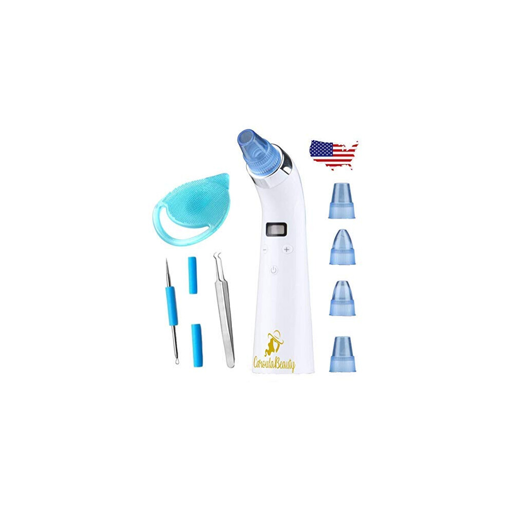 Blackhead Remover Vacuum with LED Display USB Rechargeable Pore Cleaner Tweezer and Brush Set