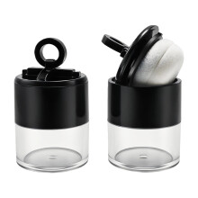 2Pcs 10g Black Refillable Loose Powder Container with Puff Cap and Sifter Travel Makeup Jar