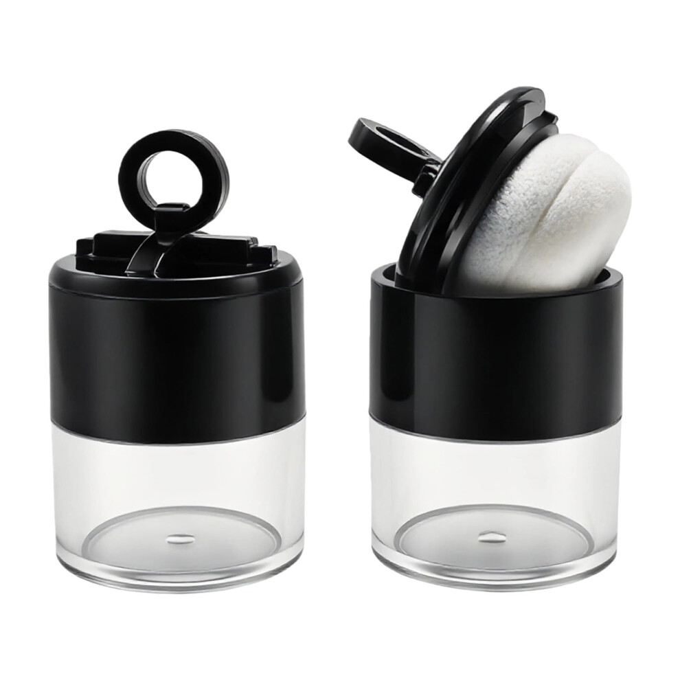 Loose Powder Container with Mirror and Puff, Refillable Makeup Powder Case for Travel 10g, 2PCS