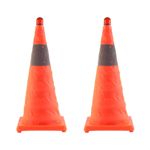 2Pièces Cônes Pliables Orange Lumière LED Base Antidérapante 1