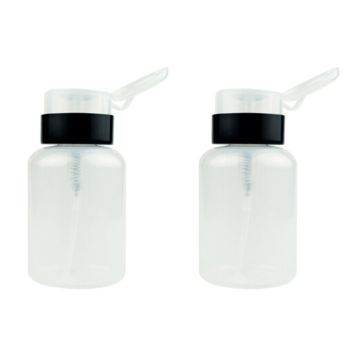 2Pcs Nail Remover Lockable Bottle Transparent Plastic Push Down Pump 1