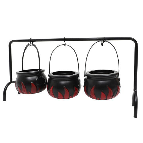 2Sets Halloween Candy Buckets Black Plastic Iron Candy Storage Baskets 2