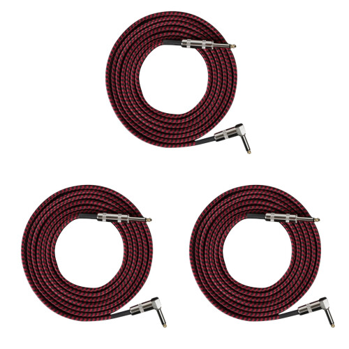 3Pcs Red Guitar Audio Cable Tinned Copper Core Noise-Resistant Wire 1