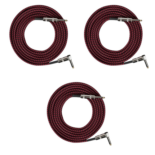 3Pcs Red Guitar Audio Cable Tinned Copper Core Noise-Resistant Wire 2