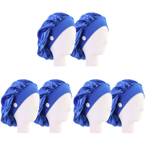 6St Blauwe Polyester Mutsen, Elastische Turbano Caps Met Knoop 1