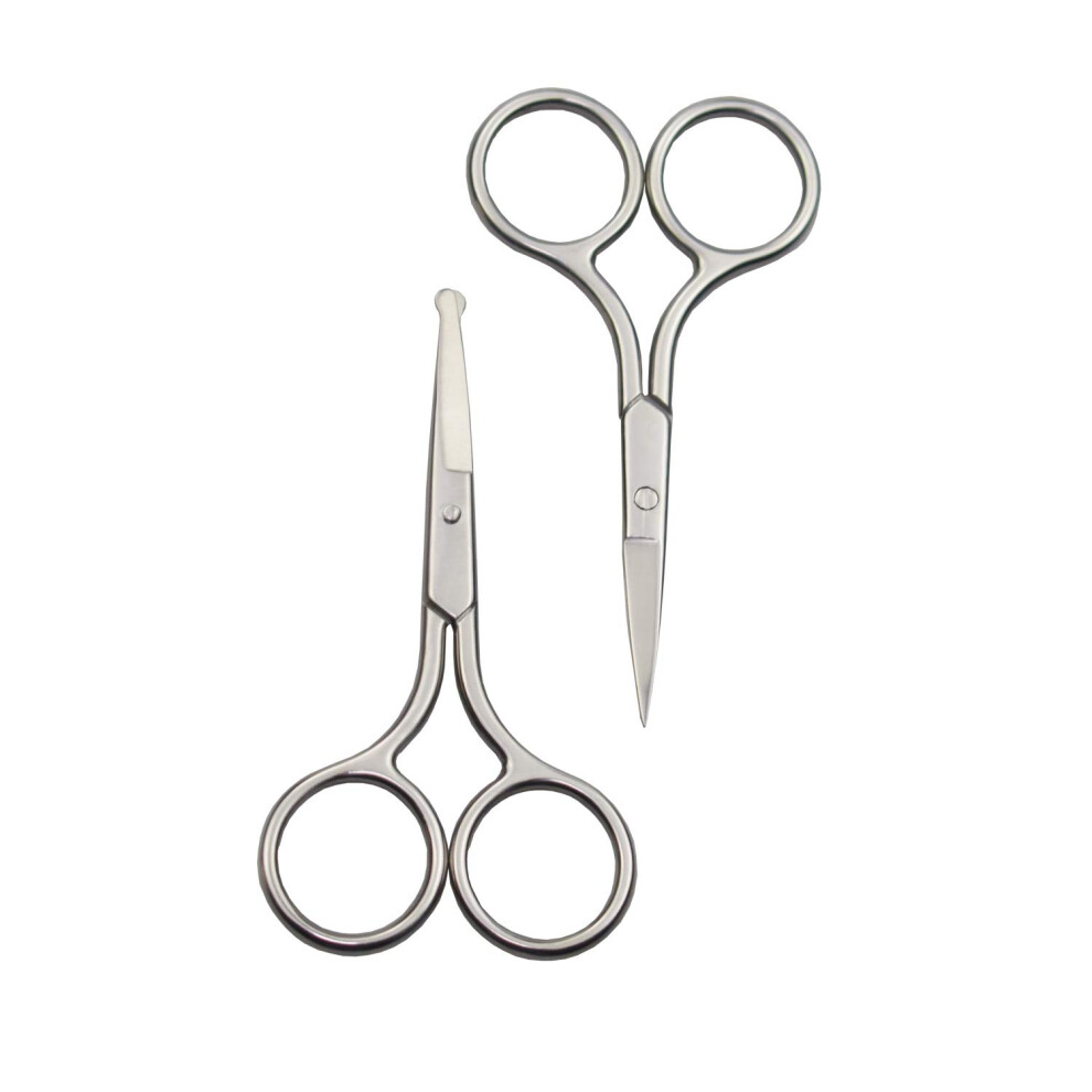 Facial Hair Scissors Set with Safety Rounded Tips for Nose Ear Beard and Eyebrow Grooming 2pcs
