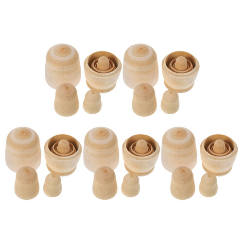 10 Sets 5-Layer Unpainted Wooden Nesting Dolls For Painting 2
