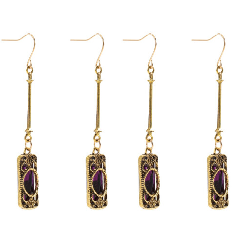 2 Pairs Women's Gemstone Dangle Drop Earrings 1