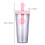1Pc Pink Straw Water Cup Double Layer Sippy Drinking Bottle 2