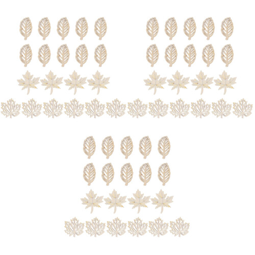 60 Pcs DIY Wooden Slice Wedding Decor Leaf Pattern 2