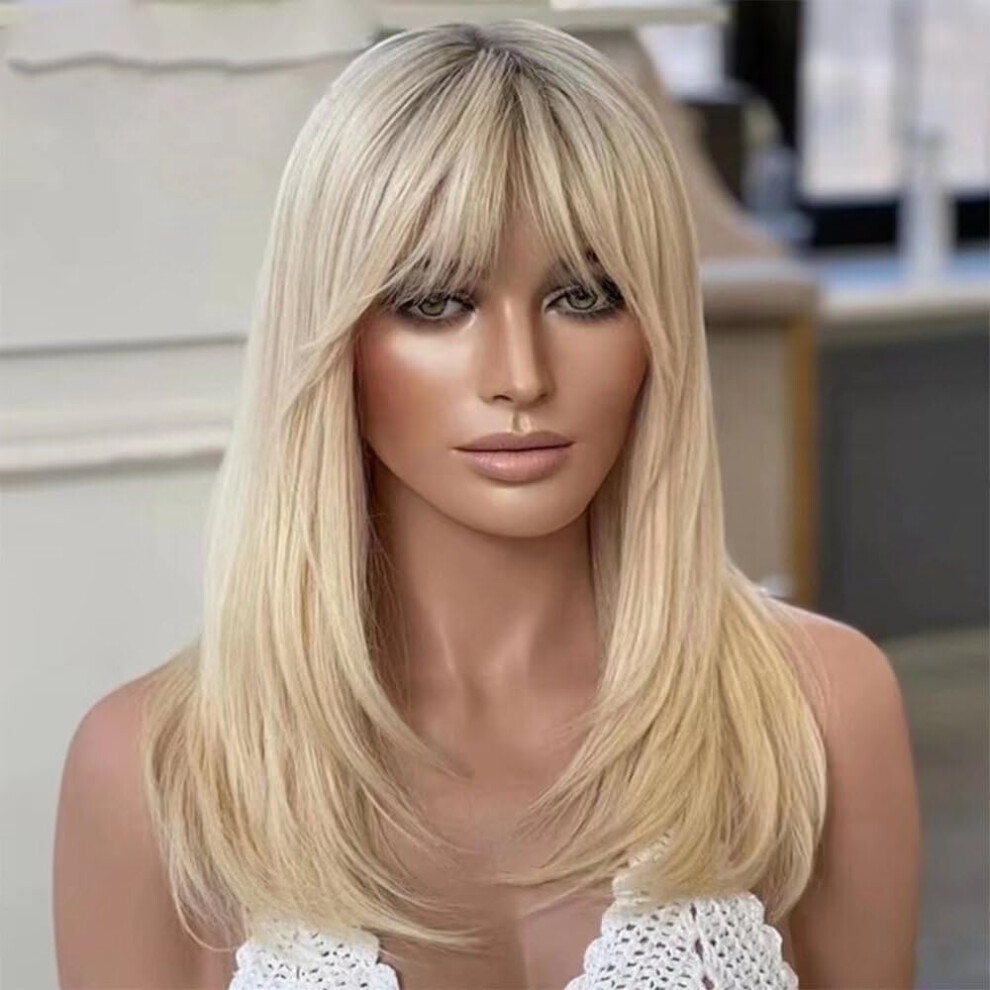 Ombre 613 Brazilian Human Hair Lace Front Wig 14 Inch Straight Bob With Bangs Glueless HD Transparent Natural Hairline