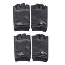 4Paren Unisex Zwarte Halfvinger Fietshandschoenen Ademend PU