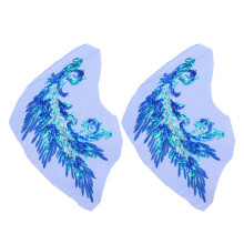 4St Retro Vleugel Strass Patches Blauw, Zachte Stof, Huis Decoratie