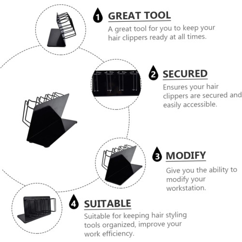 Hair Clipper Holder Wall Mounted Barber Tool Organizer MultiTool Storage Stand Space Saving 2