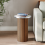 Walnut-Fluted Pedestal Round Coffee Table & Side Table Set - White Marble-Effect Top 5