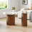 Walnut-Fluted Pedestal Round Coffee Table & Side Table Set - White Marble-Effect Top 8
