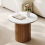 Walnut-Fluted Pedestal Round Coffee Table & Side Table Set - White Marble-Effect Top 9