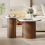Walnut-Fluted Pedestal Round Coffee Table & Side Table Set - White Marble-Effect Top 12