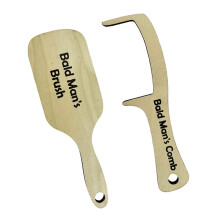 Bald Man Brush Set Funny Grooming Gift with Humorous Shape and Ergonomic Wooden Grip for Bald Head Care