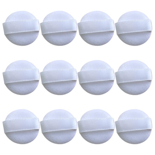 12 Pcs Mini Makeup Powder Puff Soft Microfiber Small Round Face Pads for Precise TouchUp White