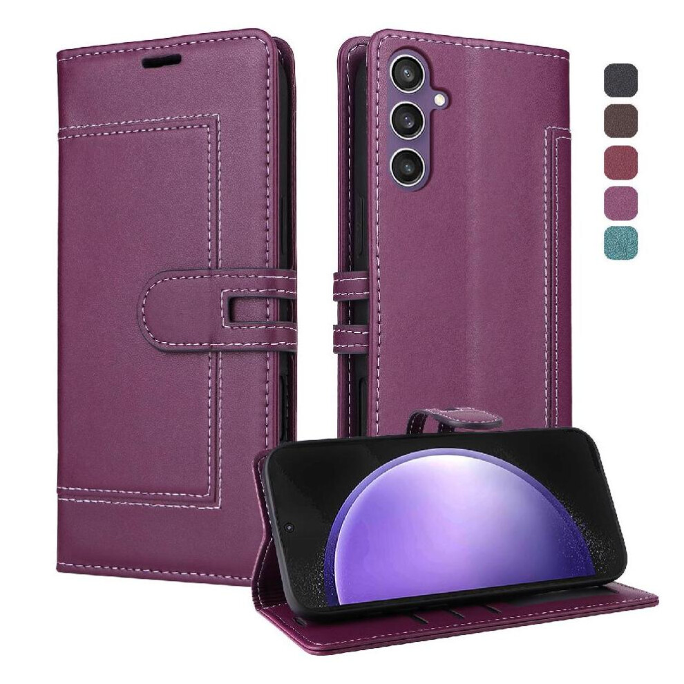 () Flip Case For Samsung Galaxy S25 Fe Premium Pu Leather Card Slots Rfid Blocking Magnetic Buckle Closure Kickstand 764563188239