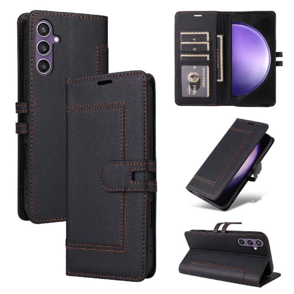 () Flip Case For Samsung Galaxy S25 Fe Premium Pu Leather Card Slots Rfid Blocking Magnetic Buckle Closure Kickstand 764563188260