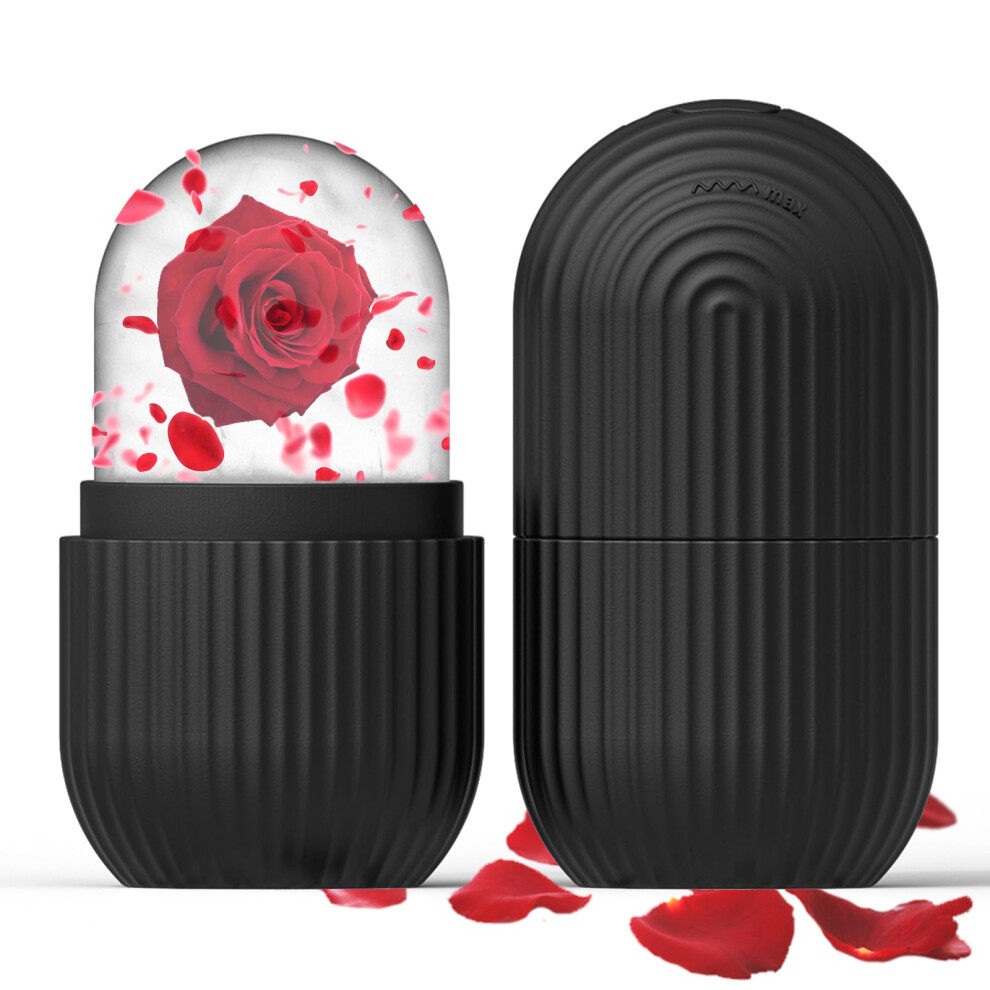 Face Ice Roller for Puffy Eyes and Skin Tightening, Reusable Silicone Mold, Matte Black