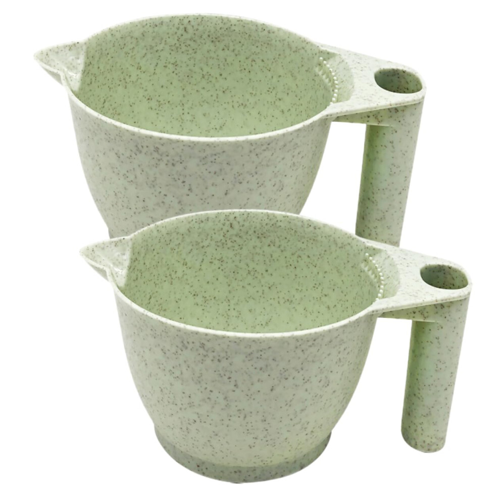 Green 2Pcs Hair Dye Mixing Bowls With Ergonomic Handle And Non Slip Base For Salon Use