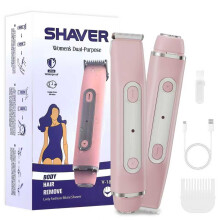 Women's Electric Shaver and Bikini Trimmer, 2 in 1 Dual Head, IPX6 Waterproof, USBC Rechargeable, Pink