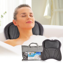 Ergonomic Full Body Bath Pillow with QuickDry Breathable Fabric and NonSlip Suction Cups