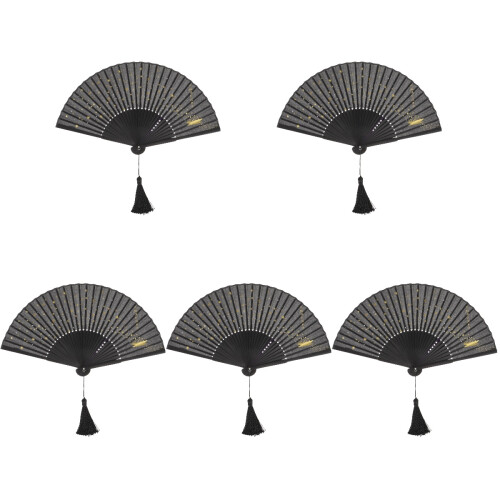 5Pièces Éventails À Main Pliables , Bambou Durable Pour Fête 2