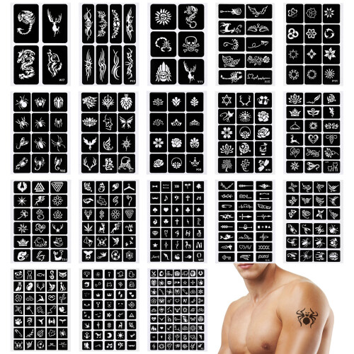 36Pcs Waterproof Black Temporary Stickers Decorative Body