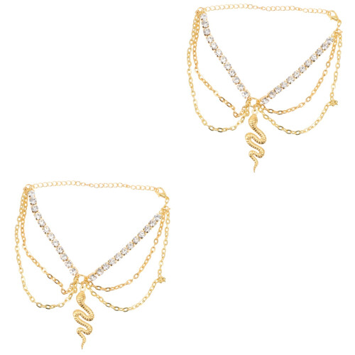2Pièces Chaînes De Dorées Serpent 2