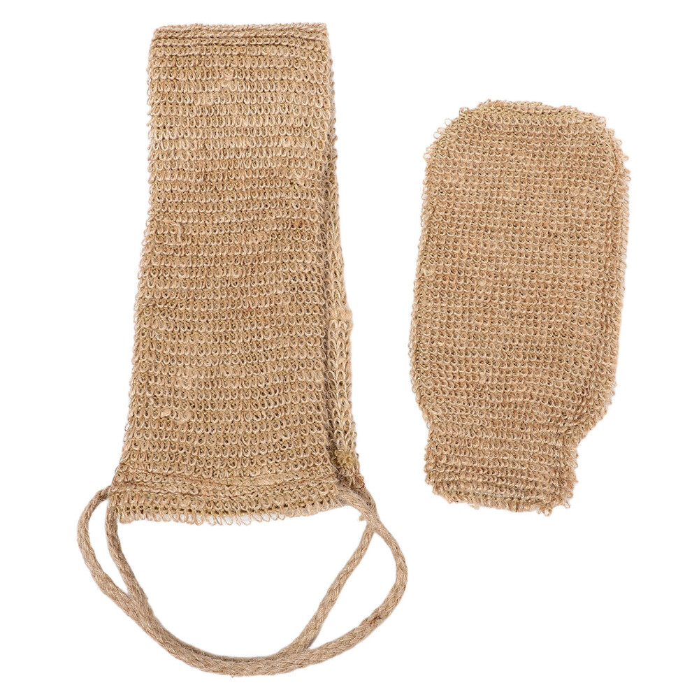 Ohphcall 10Pcs Coffee Natural Sisal Back Scrubber Bath Gloves Soft Shower Set