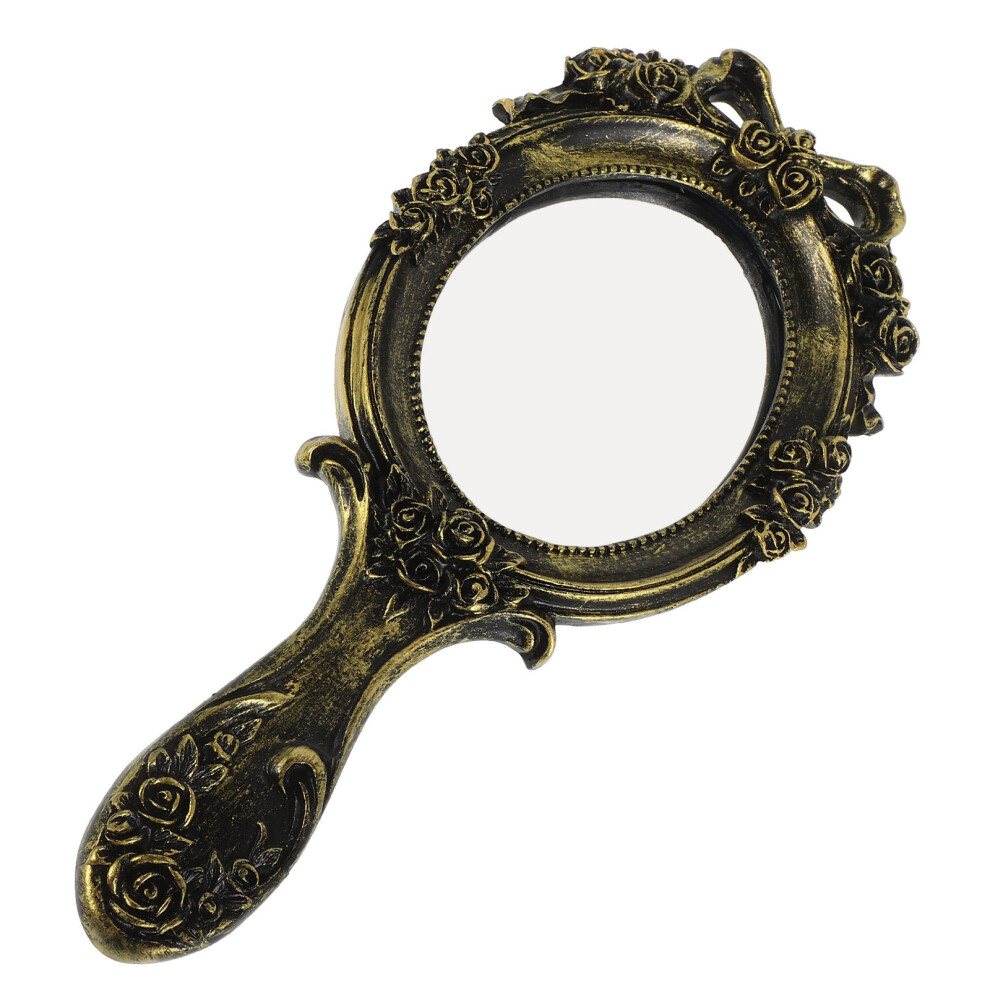 Ohphcall 2Pcs Retro Small Hand Mirror Golden Baroque Style For Makeup