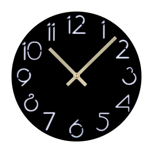 2Pcs Acrylic Wall Clock Black Silent Arabic Numeral Decorative Clock