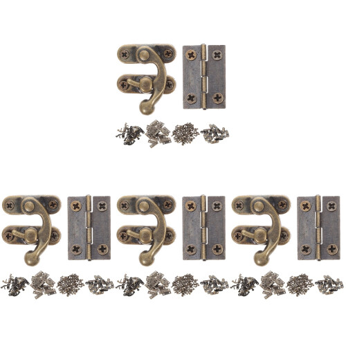 4 Sets Small Hinge Swing Arm Latch Antique Hasp Hardware Replacement 1