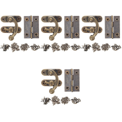 4 Sets Small Hinge Swing Arm Latch Antique Hasp Hardware Replacement 2
