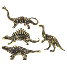 8St Miniatuur Gouden Metaal Dinosaurussen, Vintage Bureau Decoratie