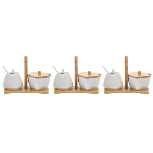 3Pcs Ceramic Sugar Bowl and Cream Pitcher Set on Tray 2