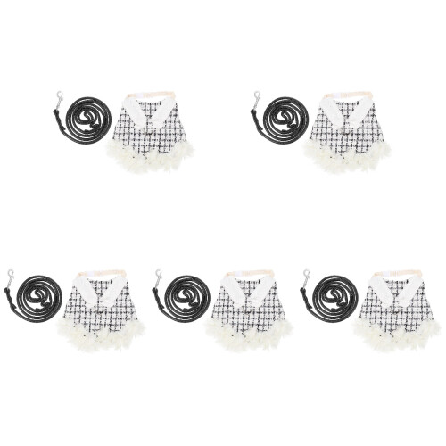 5Sets Stylish Black Bunny Harness Leash Rabbit Costume for Pets 1