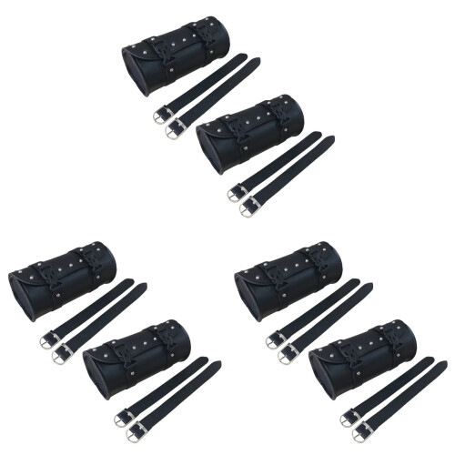 6Pcs Black Motorcycle Saddlebags with Straps for Storage Use 1