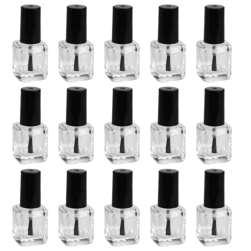 Aboofan Black 45 Pcs Transparent Glass Bottle Nail Polish Bottle With Brush