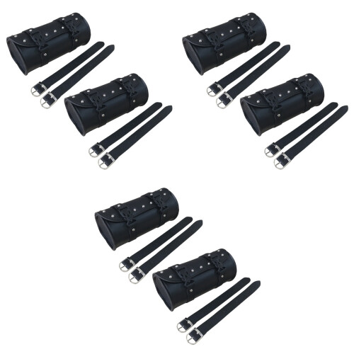 6Pcs Black Motorcycle Saddlebags with Straps for Storage Use 2