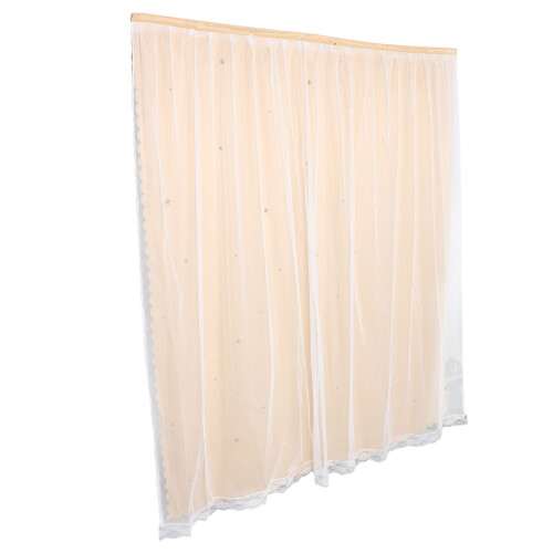 3Pcs Beige Star Pattern Curtains Easy Clean Blackout for Home 2