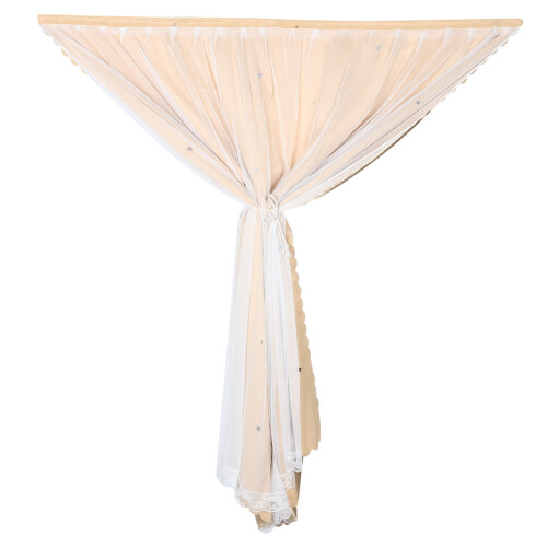 3Pcs Beige Star Pattern Curtains Easy Clean Blackout for Home 1