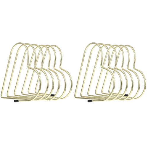 2Pcs Golden Iron Desktop Bookends Book Support Rack for Office 1