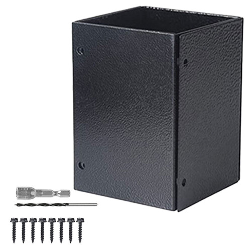 2Sets Black Stainless Steel Mailbox Post Base Protectors for Home Deck 2