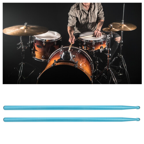 2Pairs Blue 5A Drumsticks Metal Percussion Tool for Band and Practice 2