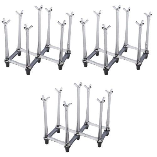 3Pcs Foldable Glass Cup Rack Grey Kitchen Storage Holder 2